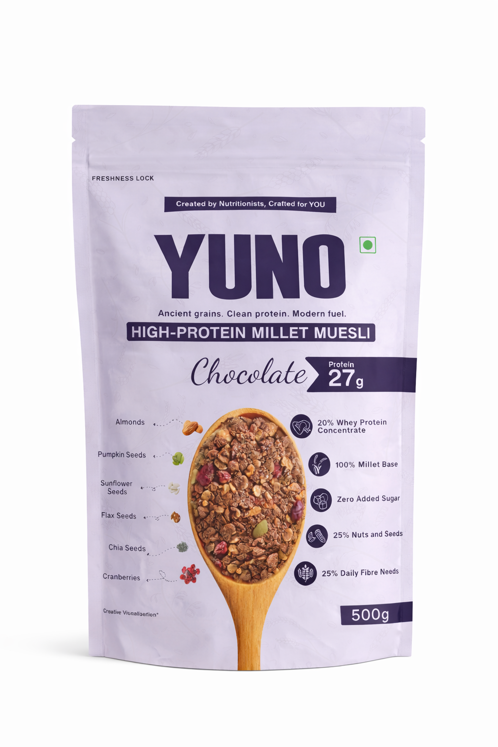 High-Protein Millet Muesli – Chocolate | No Sugar | 27g Protein | 10-day Trial Pack | 500g