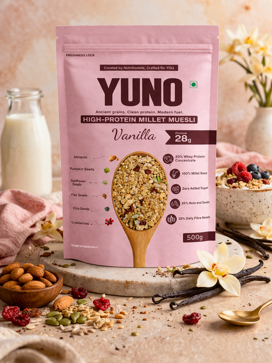 High-Protein Millet Muesli – Vanilla | No Sugar | 27g Protein | 10-day Trial Pack | 500g