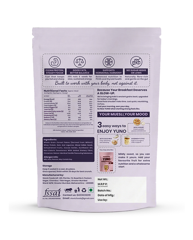 High-Protein Millet Muesli – Chocolate | No Sugar | 27g Protein