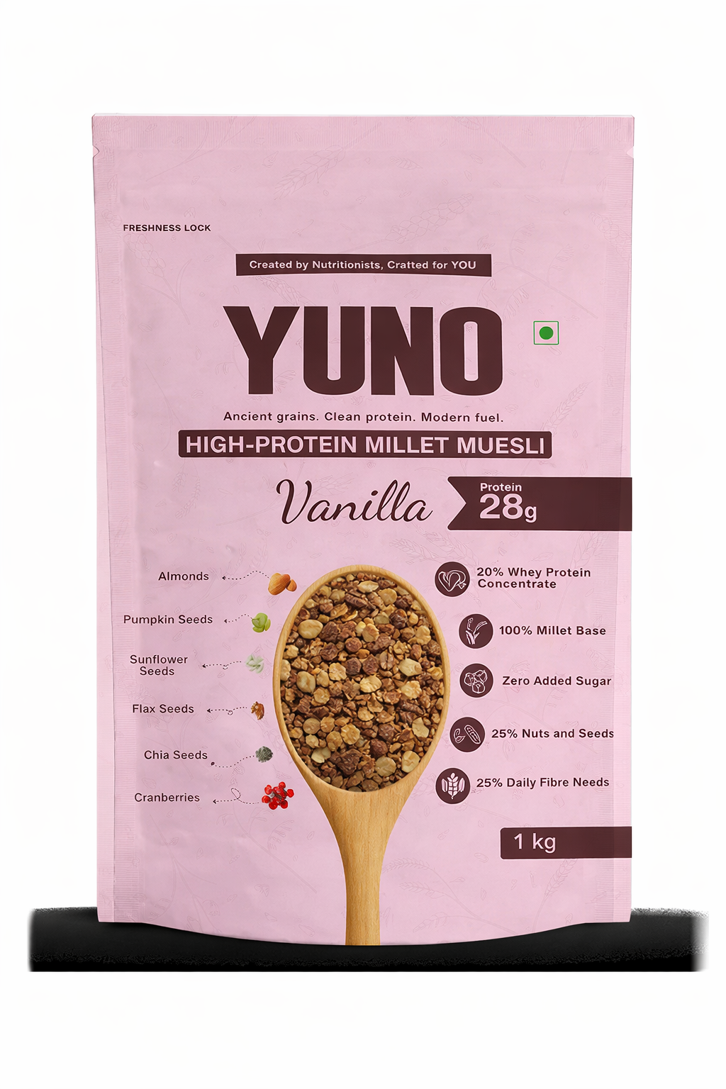High-Protein Millet Muesli – Vanilla | No Sugar | 28g Protein