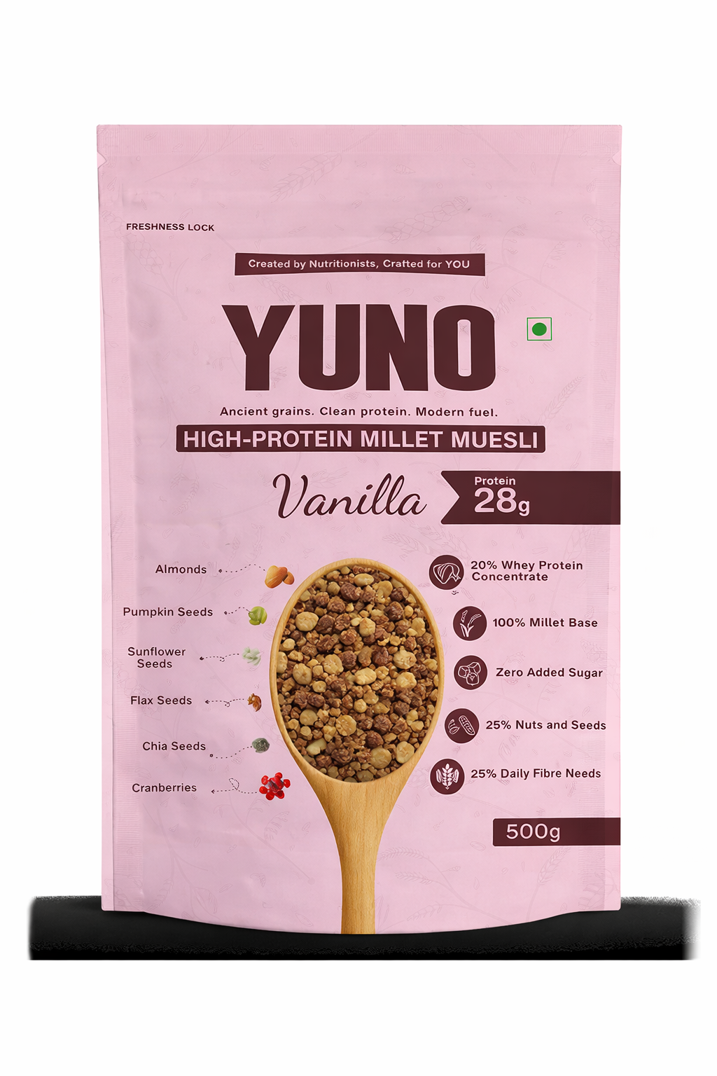 High-Protein Millet Muesli – Vanilla | No Sugar | 28g Protein
