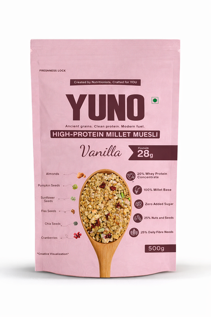 High-Protein Millet Muesli – Vanilla | No Sugar | 27g Protein | 10-day Trial Pack | 500g